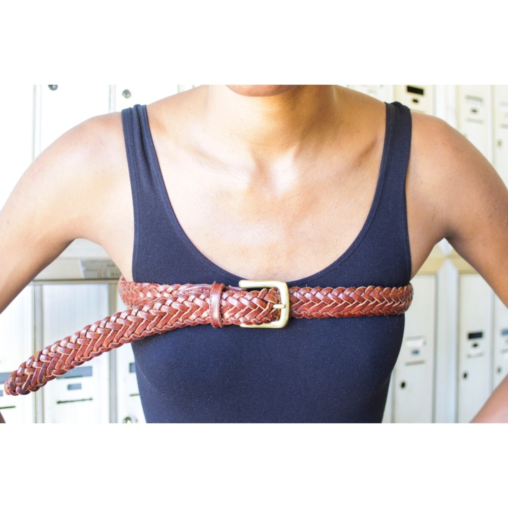 Tan Genuine Leather Braided Belt